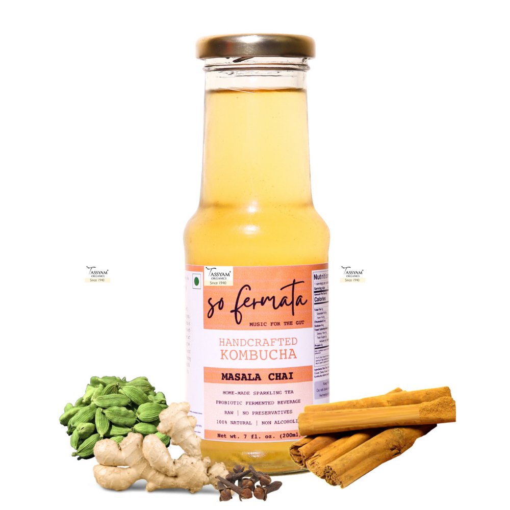 So Fermata Artisanal Kombucha, Fermented Tea, Masala Chai (200ml ) - Kreate- Kombucha