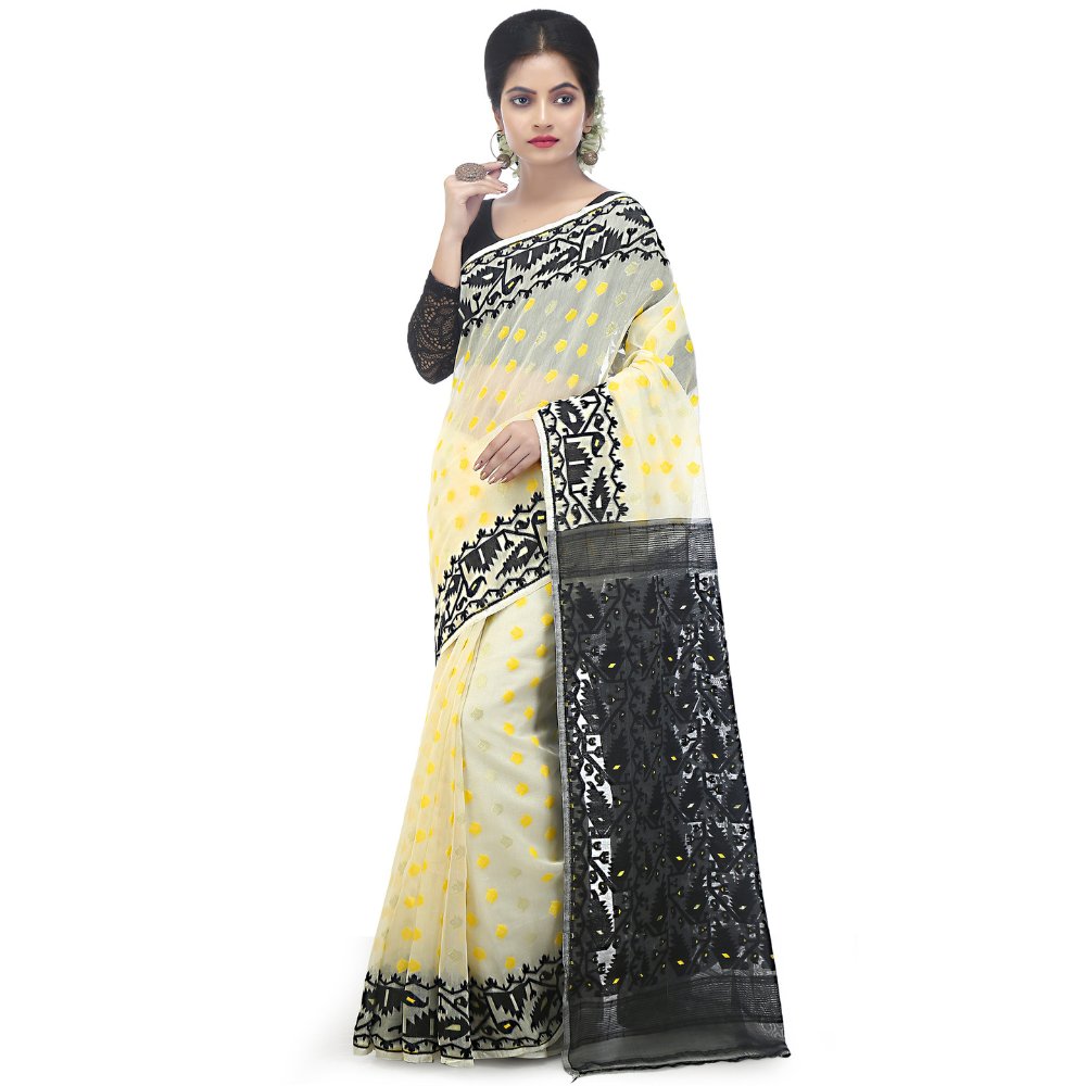 Soft Cotton Silk Dhakai Jamdani Saree - Kreate- Sarees & Blouses