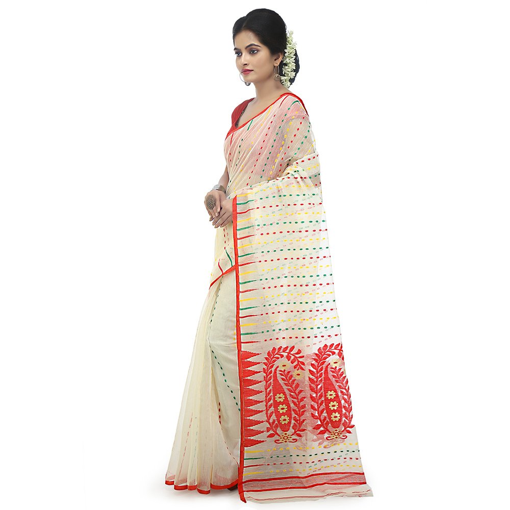 
                  
                    Soft Cotton Silk Dhakai Jamdani Saree - Kreate- Sarees & Blouses
                  
                