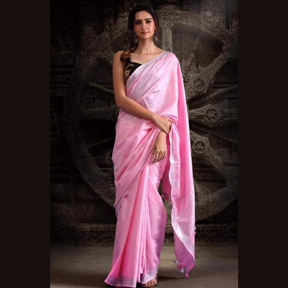 Soft Linen Saree - Kreate- Sarees & Blouses