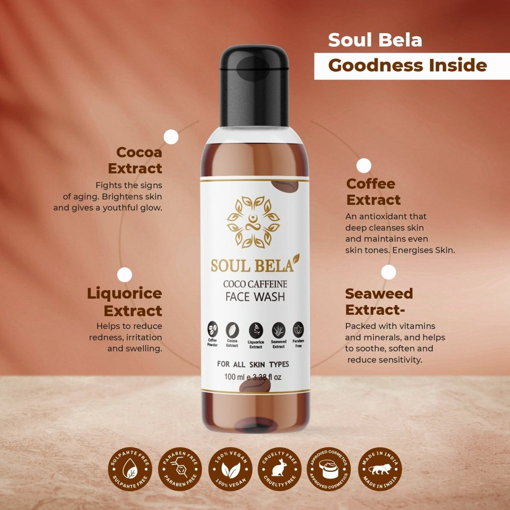 
                  
                    Soul Bela Cocoa Caffeine Face Wash (100ml) - Kreate- Face Wash
                  
                
