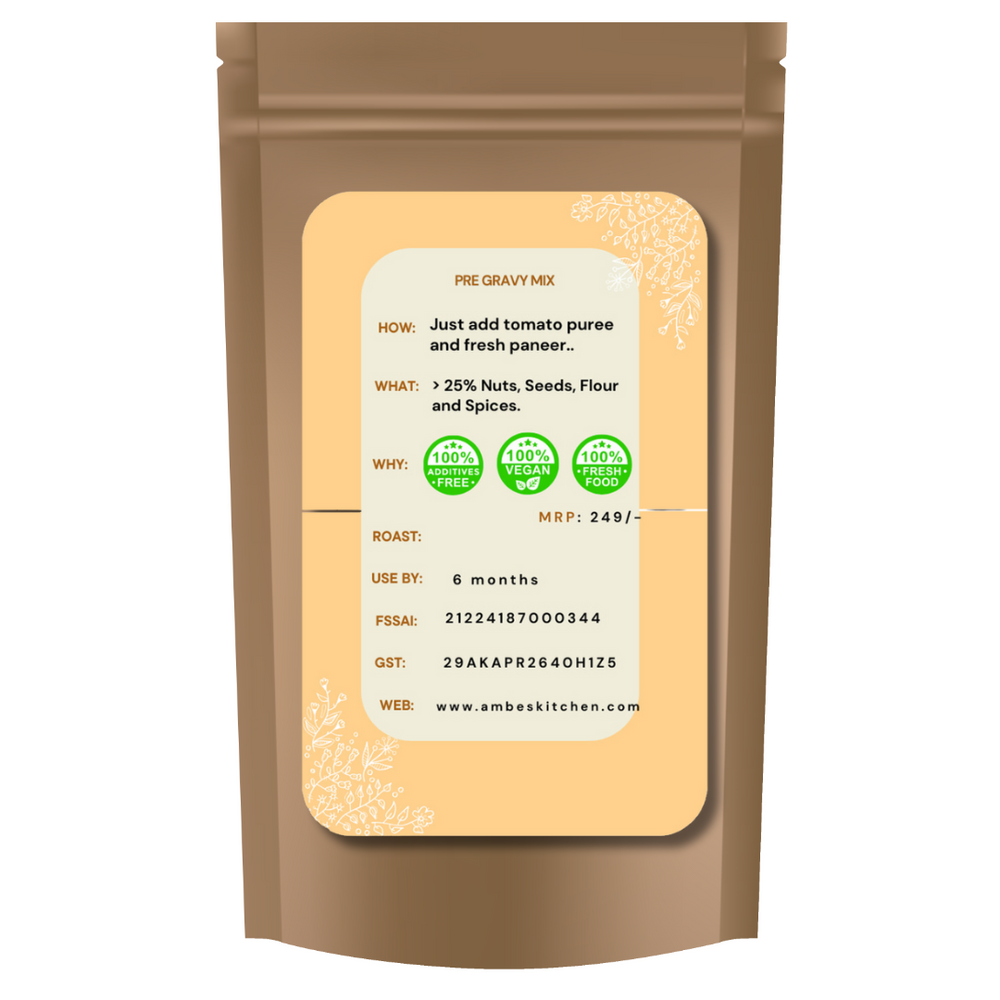 
                  
                    Pre Gravy Mix-Paneer Masala-0% Additives, No Maida, Freshly Grounded
                  
                