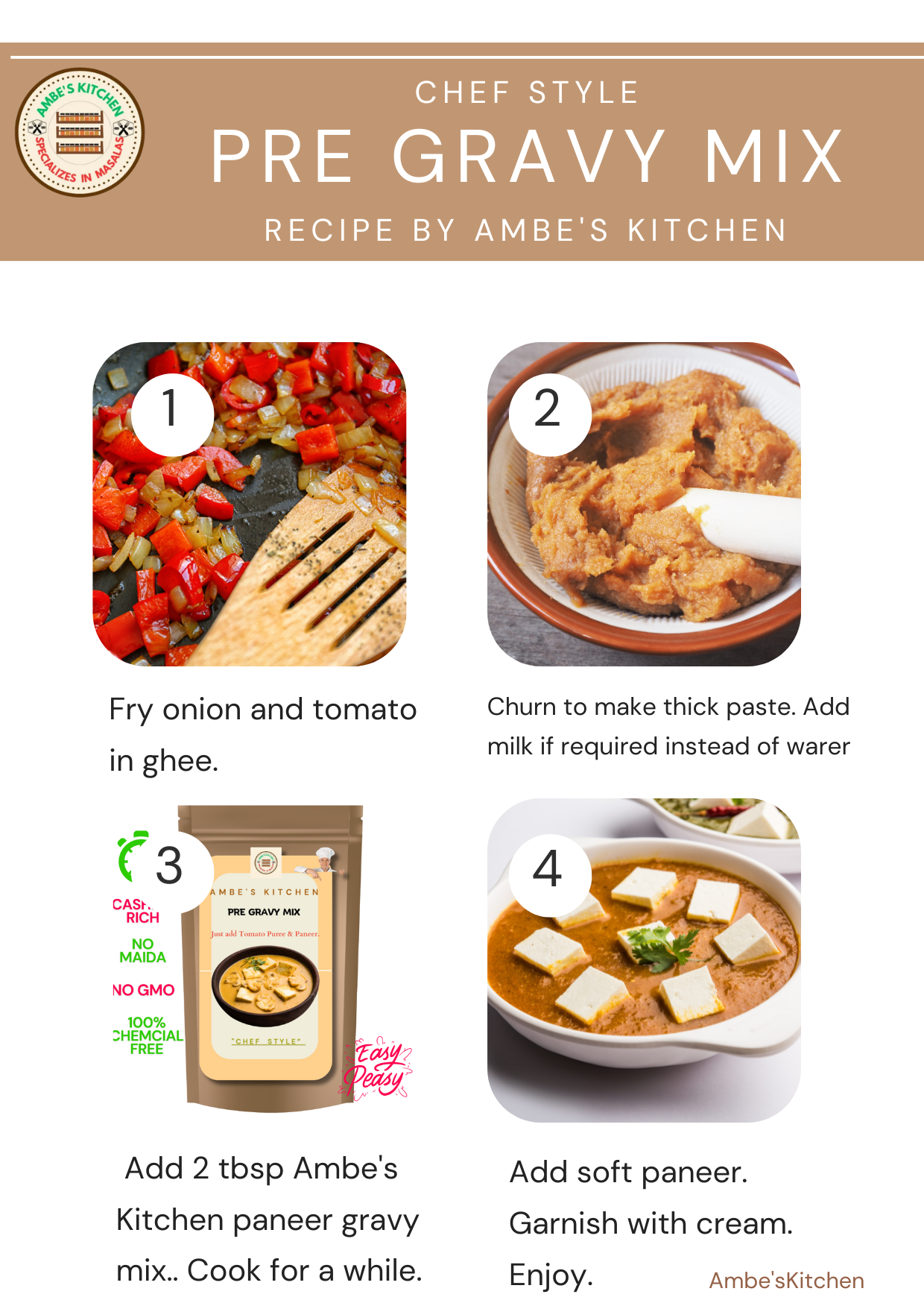 
                  
                    Pre Gravy Mix-Paneer Masala-0% Additives, No Maida, Freshly Grounded
                  
                