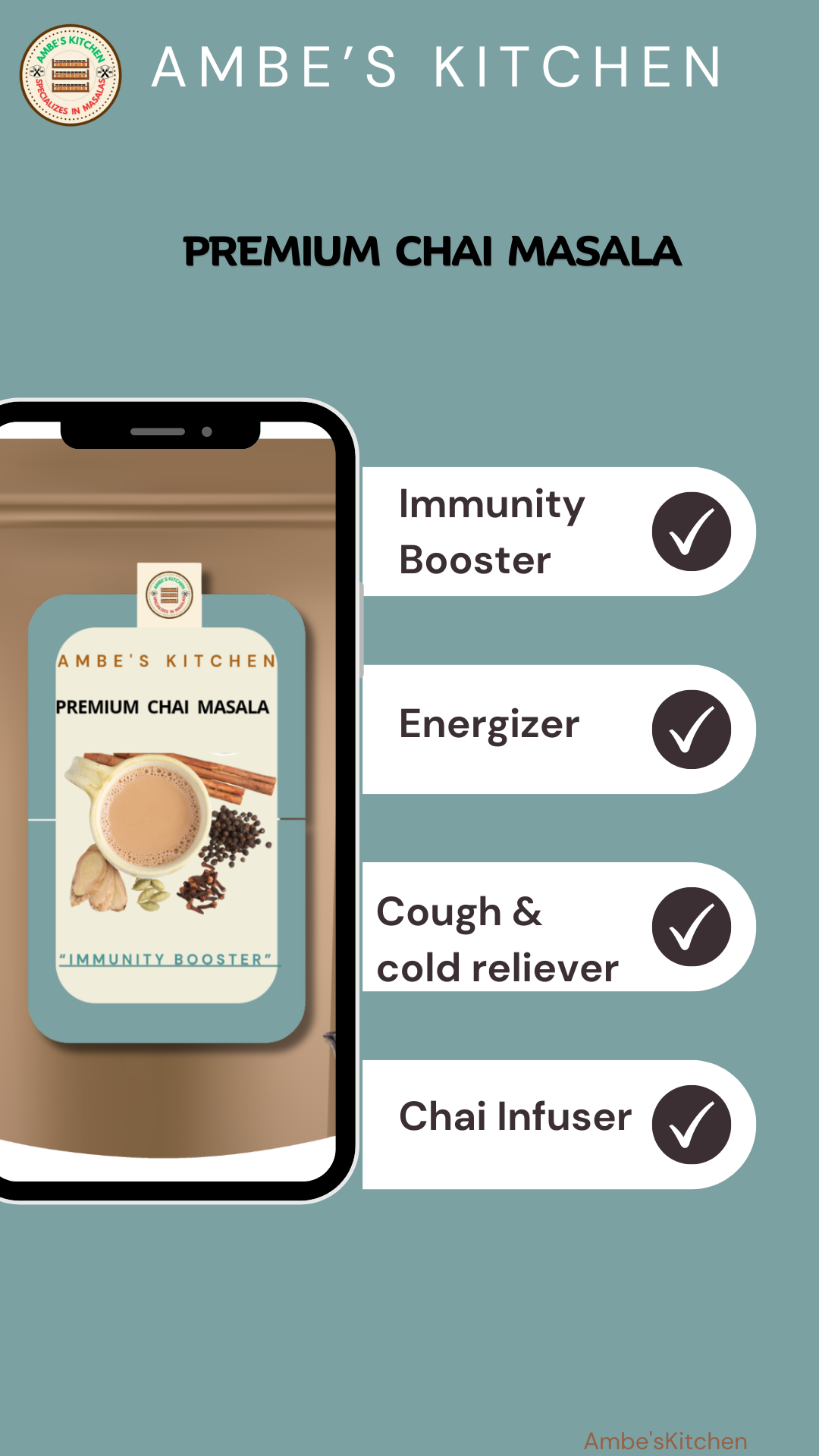 
                  
                    Premium Chai Masala-Immunity Booster, Additives free Tea Masala
                  
                