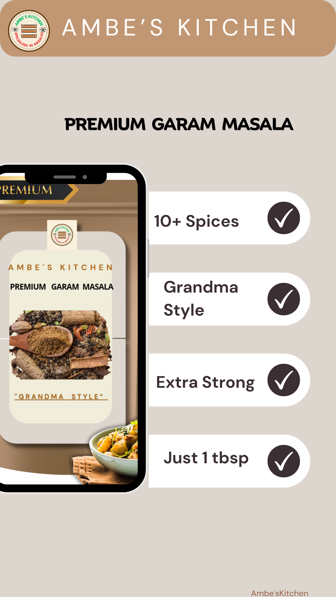 
                  
                    Premium Garam Masala-Strong Freshly Grounded Masala l Zero Preservatives
                  
                