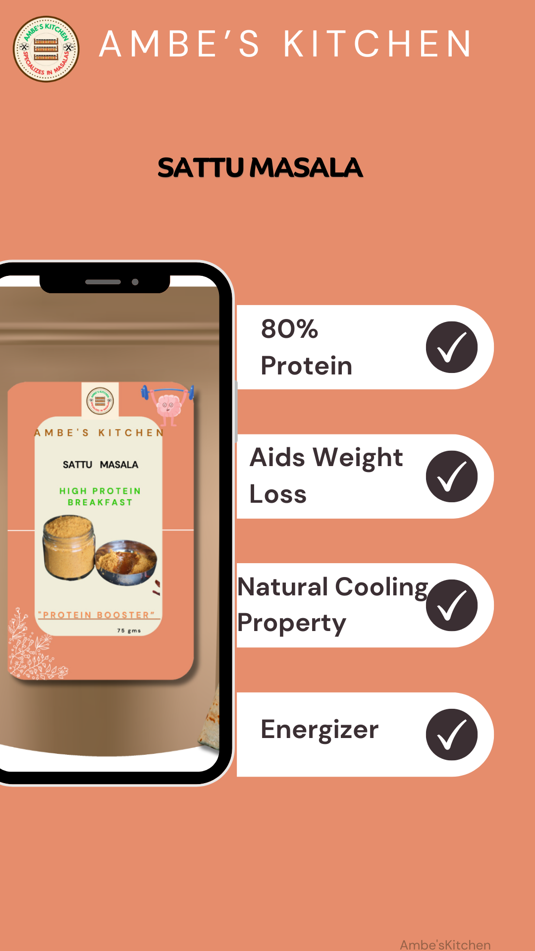 
                  
                    Sattu Masala-Protein Booster- No Chemical, Freshly Grounded
                  
                
