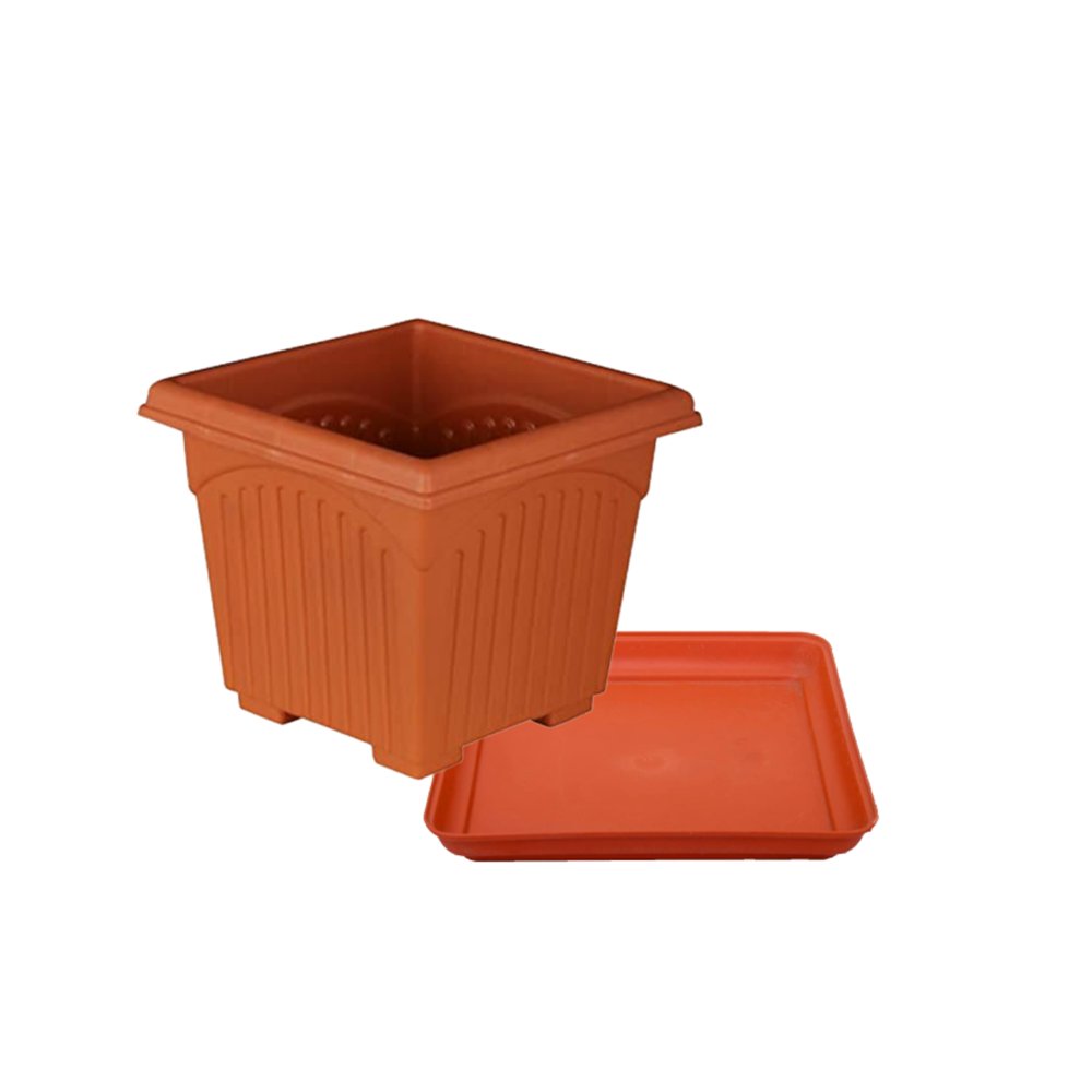 Square Planter with Tray (Set of 6) - Kreate- Planters & Pots