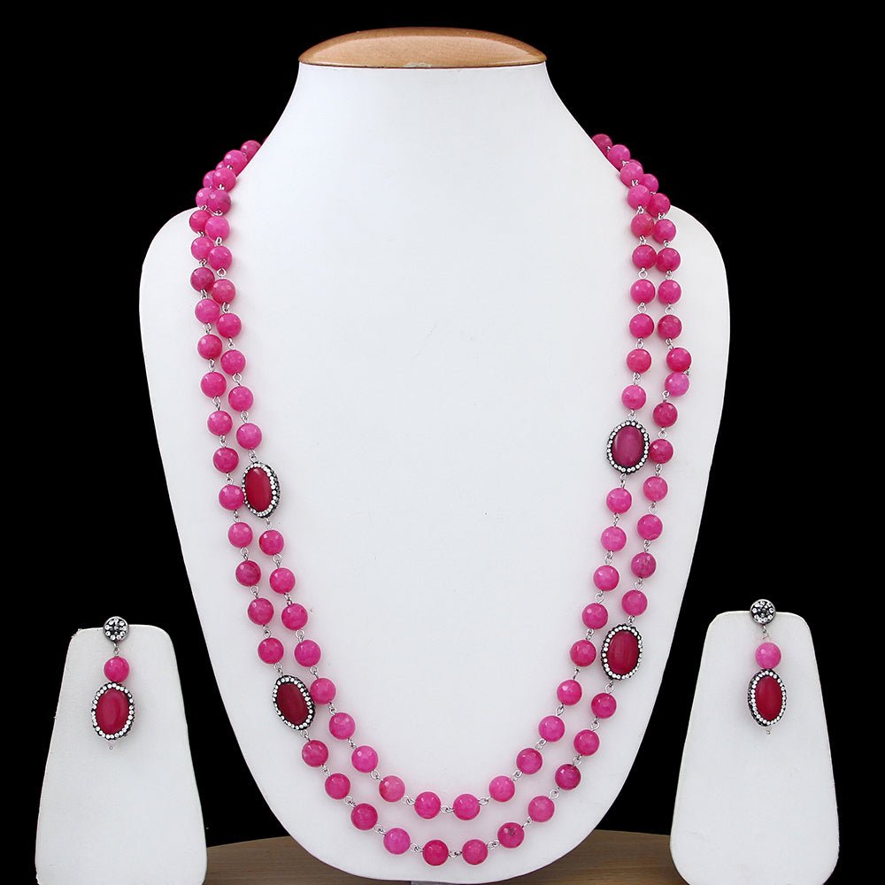 Stone Beads Necklace and Earrings - Kreate- Jewellery Sets