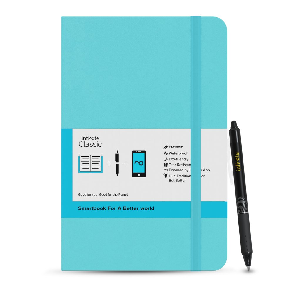 Stone Paper Smart Notebook - Includes 1 Erasable Pen (Reef-Blue, A5) - Kreate- Notebooks & Diaries