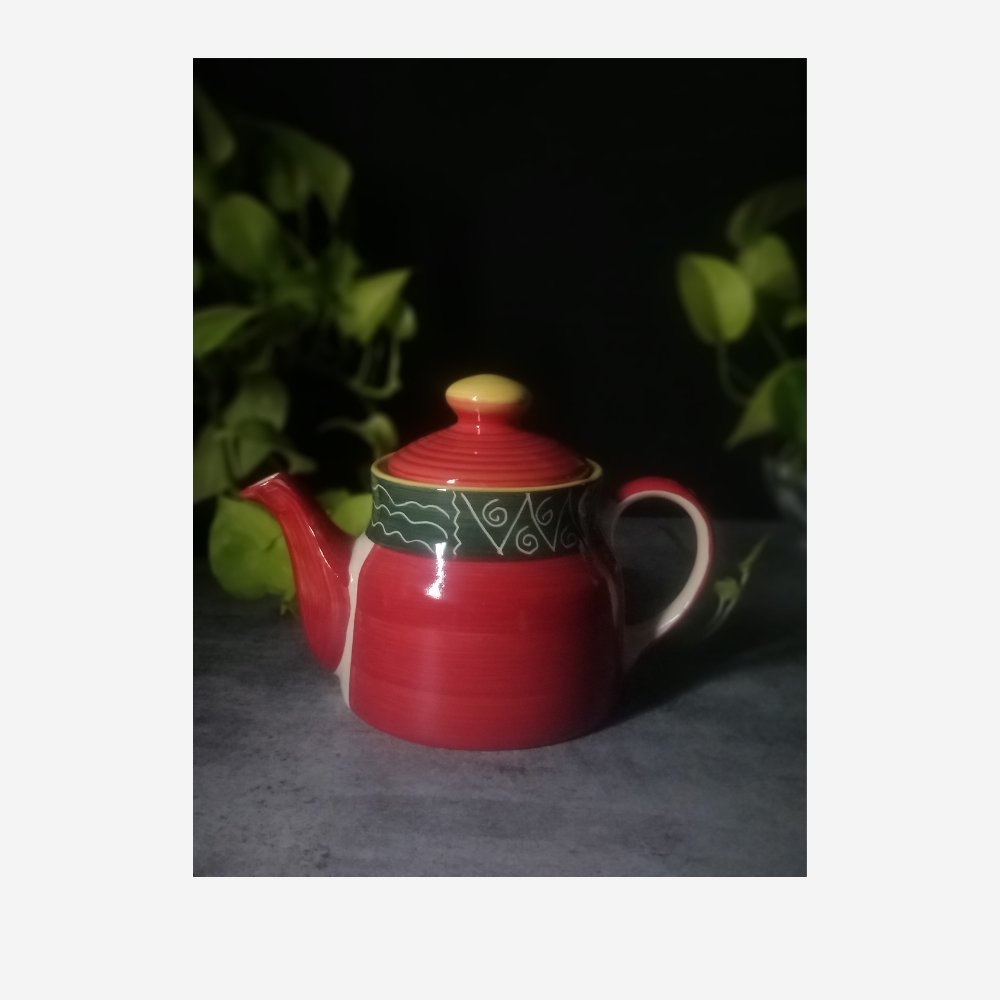 Stoneware Ceramic Red Kettle - Kreate- Serveware
