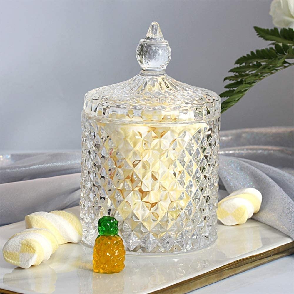 Stylish Home Decor Crystal Clear Glass with Lid - Kreate- Storage & Organizers