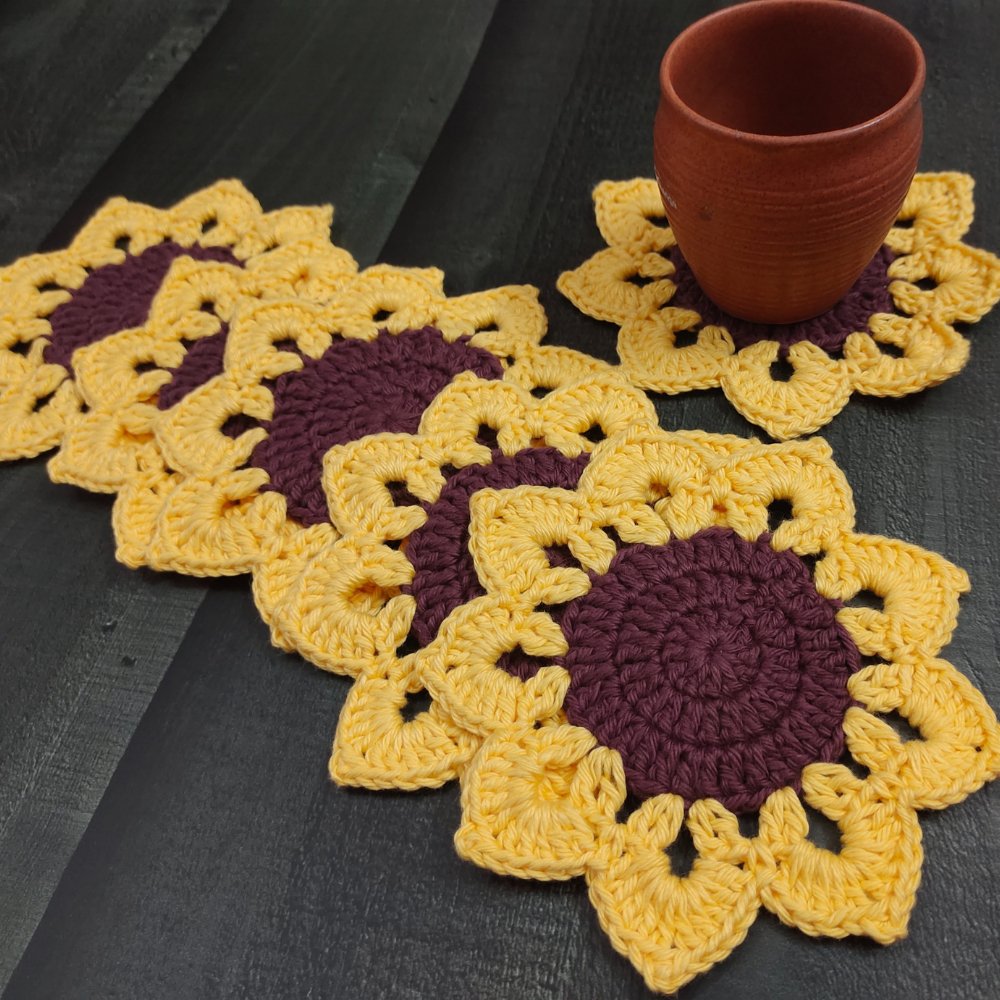 
                  
                    Sunflower Tea Coasters (Set of 6) - Kreate- Coasters
                  
                