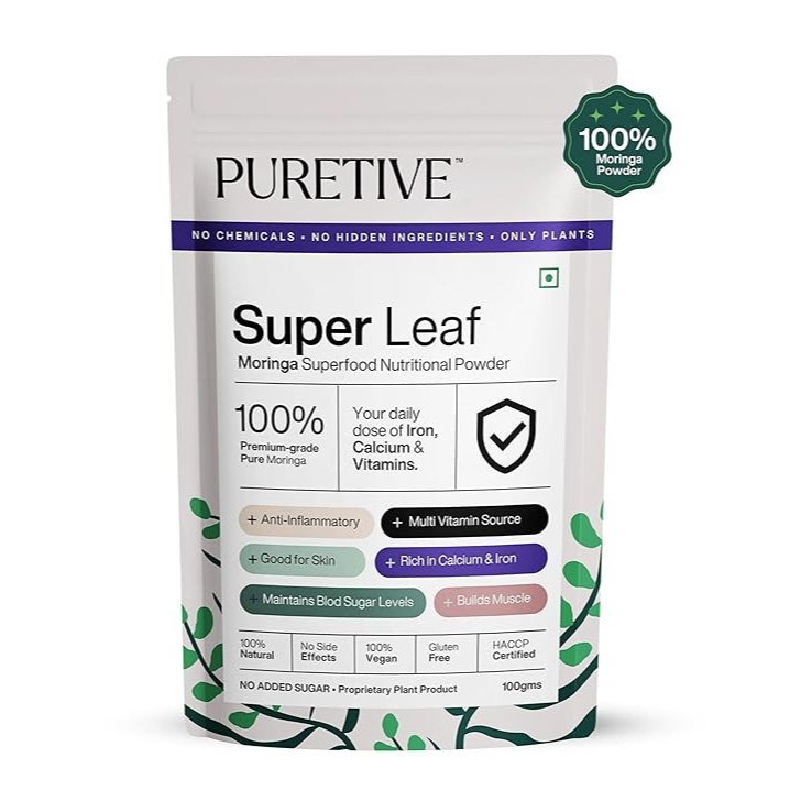 
                  
                    Puretive | Moringa powder Plant Nutritional Mix | Natural source of Iron, calcium & vitamins | Prevents unhealthy weight gain, stress, imbalance in blood-sugar | I100gms
                  
                