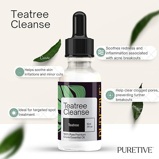 
                  
                    Puretive Botanics Tea Tree Essential Oil for Skin, Hair, Acne, Dandruff - High Potency Premium Essential Oil |100% Pure & Natural Therapeutic Grade, Undiluted | 15ml
                  
                