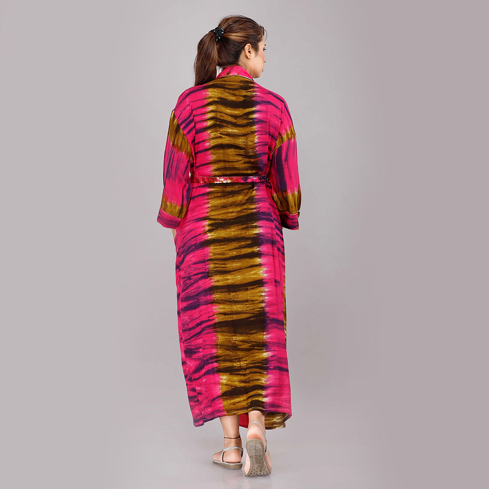 
                  
                    Tie Dye Pattern Kimono Robe Long Bathrobe For Women (Multi)
                  
                