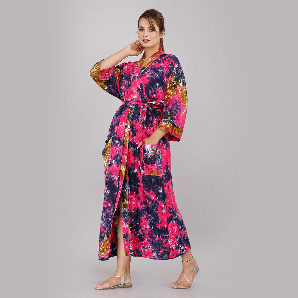 
                  
                    Tie Dye Pattern Kimono Robe Long Bathrobe For Women (Multi)
                  
                