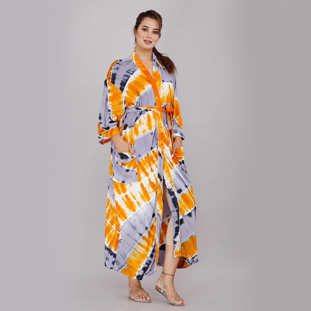 
                  
                    Tie Dye Pattern Kimono Robe Long Bathrobe For Women (Purple)
                  
                