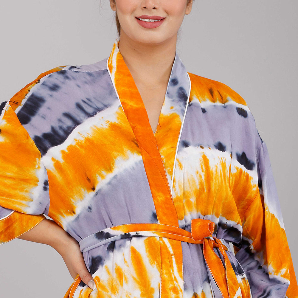 
                  
                    Tie Dye Pattern Kimono Robe Long Bathrobe For Women (Purple)
                  
                