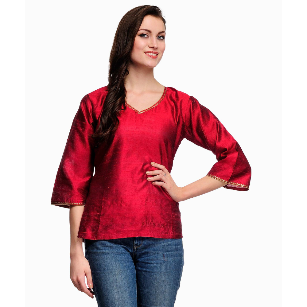 Maroon Raw Silk Tunic