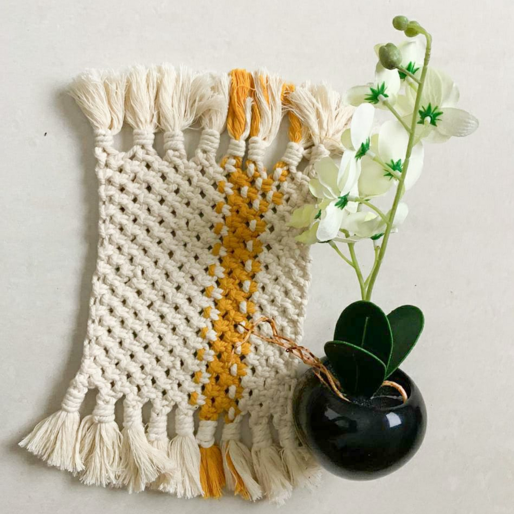 Macrame Rectangle Coaster (Set of 2 Coasters)