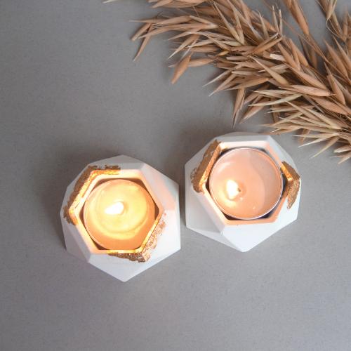 Concrete Gold Candle Holder (Set of 2)
