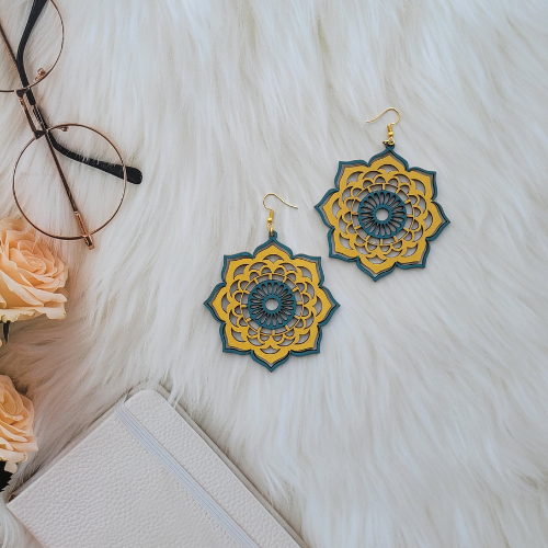 
                  
                    Falling Star- Wooden Mandala Earring
                  
                