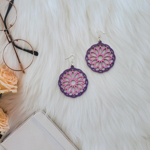 Floral Affair- Wooden Mandala Earring