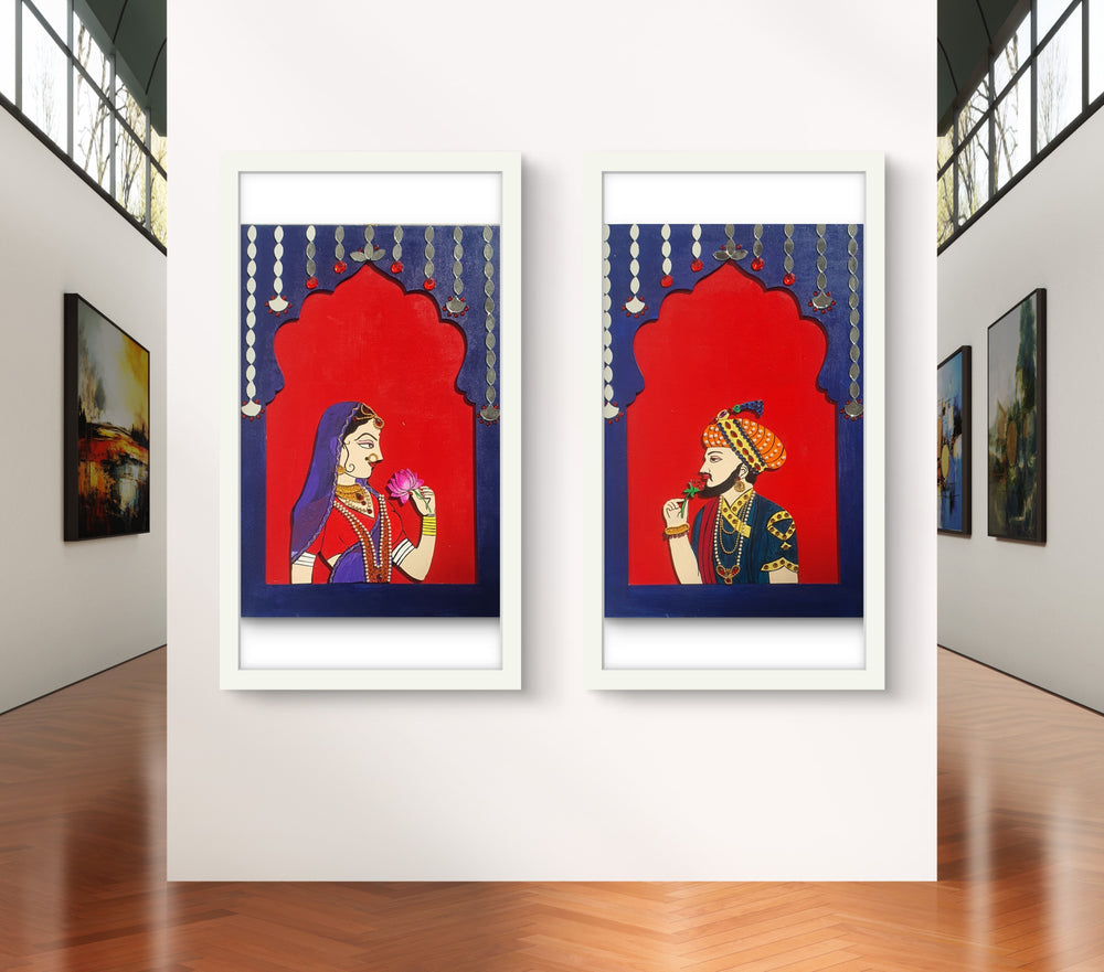 The Maharaja and Rani set of 2 wall Painting