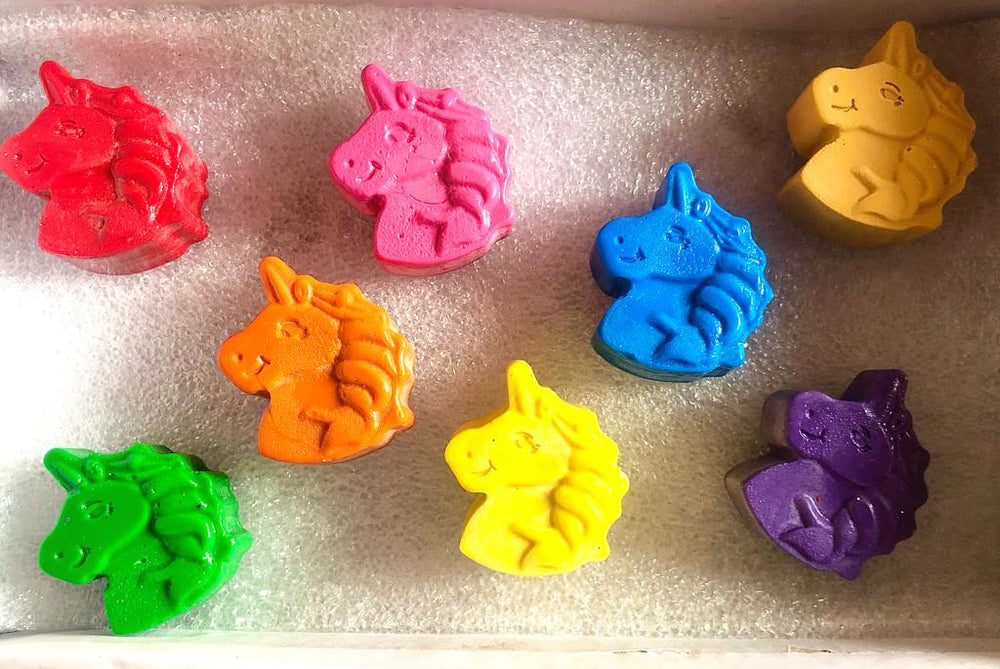 Handmade Non Toxic Cute Unicorn Shaped Crayons Set of 8