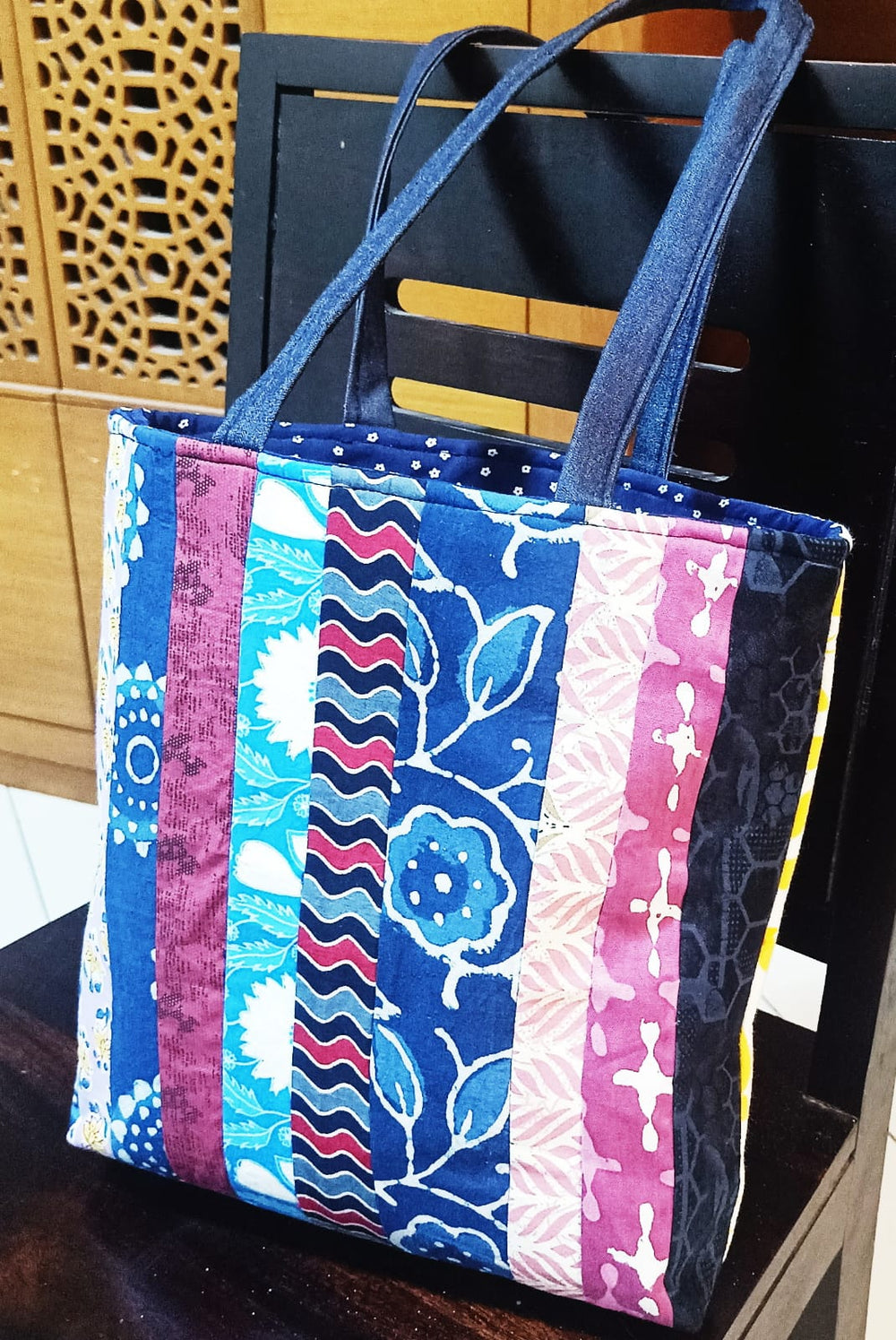 Handmade patchwork tote bag for women