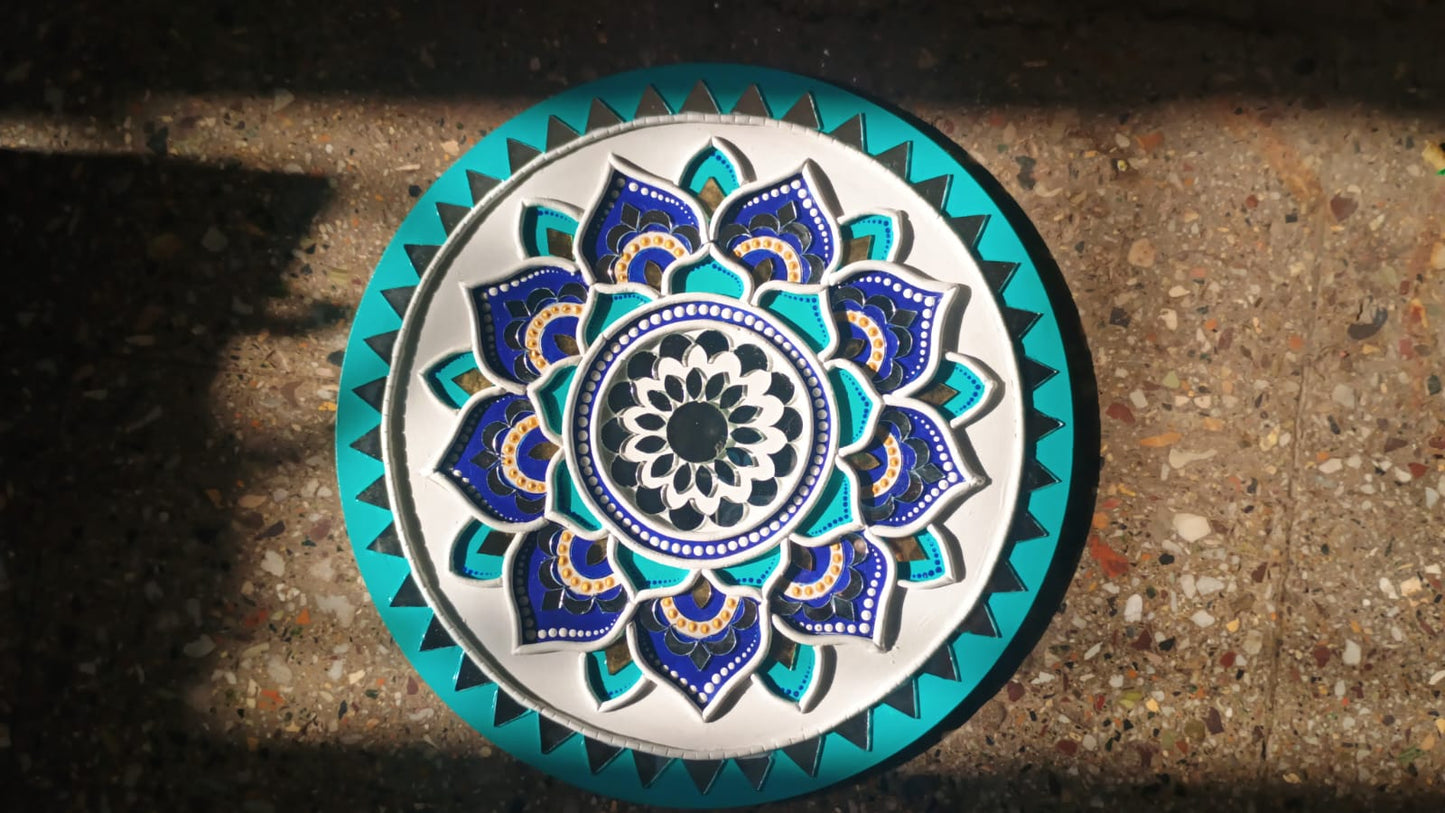 
                  
                    Teal & Blue 12-Inch Mirror Mandala Wall Art
                  
                