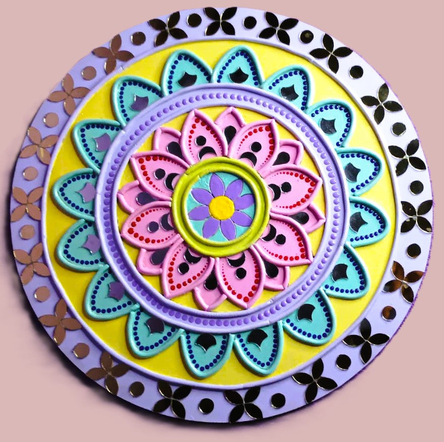 
                  
                    12-Inch Pastel Mirror Mandala – MDF Wall Art in Lippan-Inspired Style
                  
                