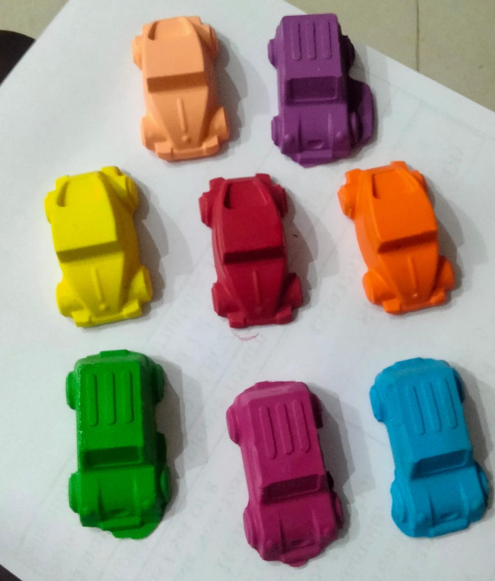 Handmade Non Toxic Mini Cars Shaped Crayons Set of 8