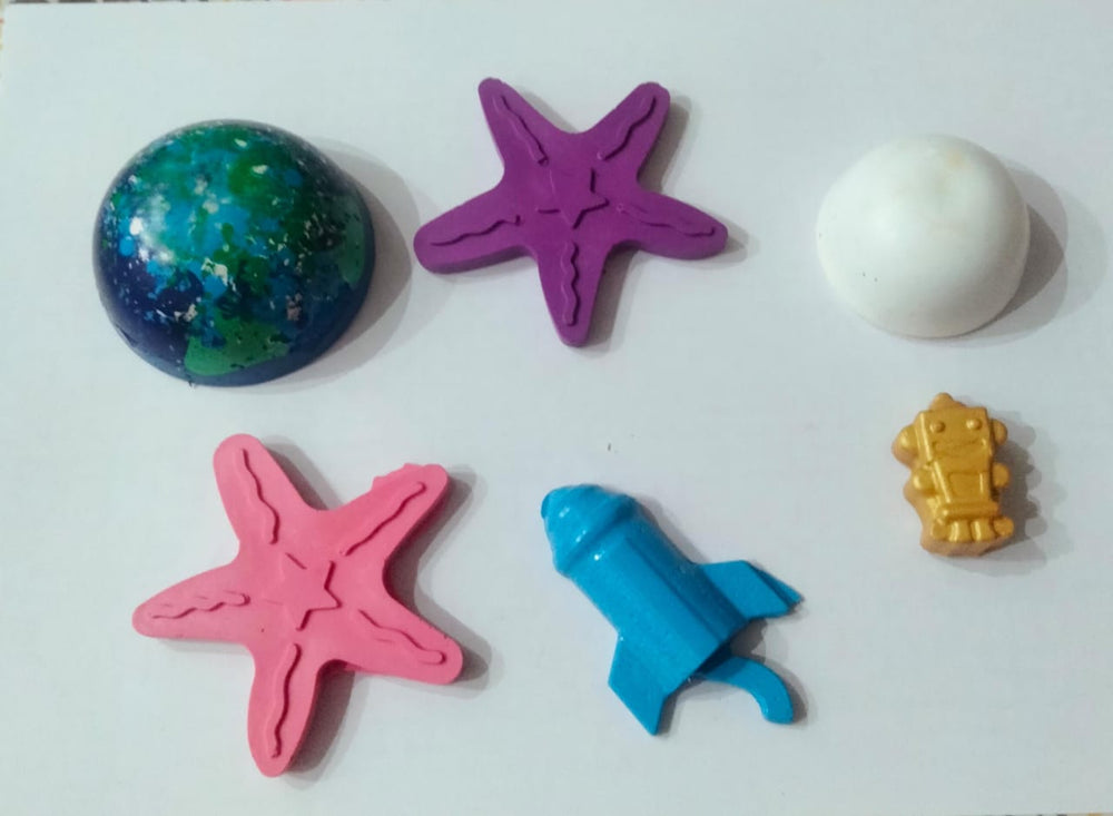 Handmade Non Toxic Space Theme Crayons Set of 6