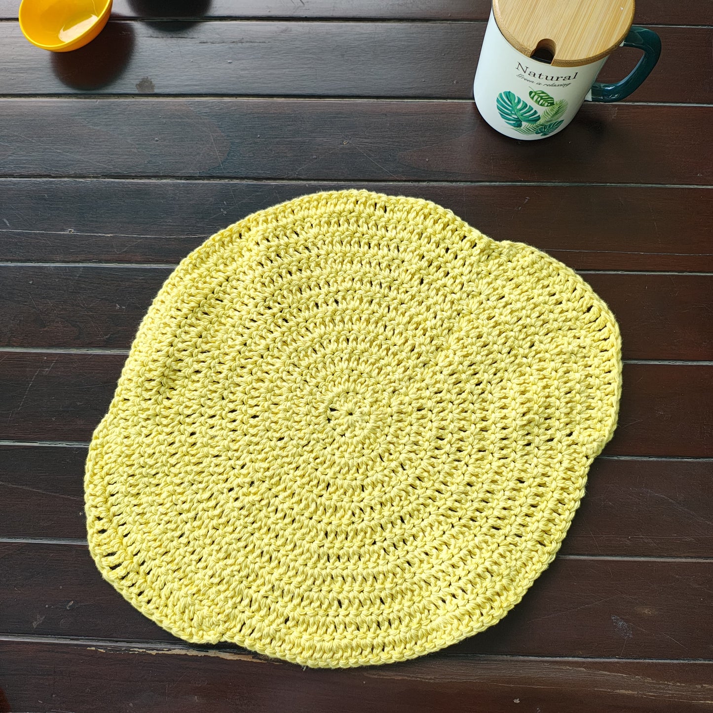 
                  
                    Lemon Crochet Table Mat – 12.5" Round Citrus Placemat - Handmade
                  
                