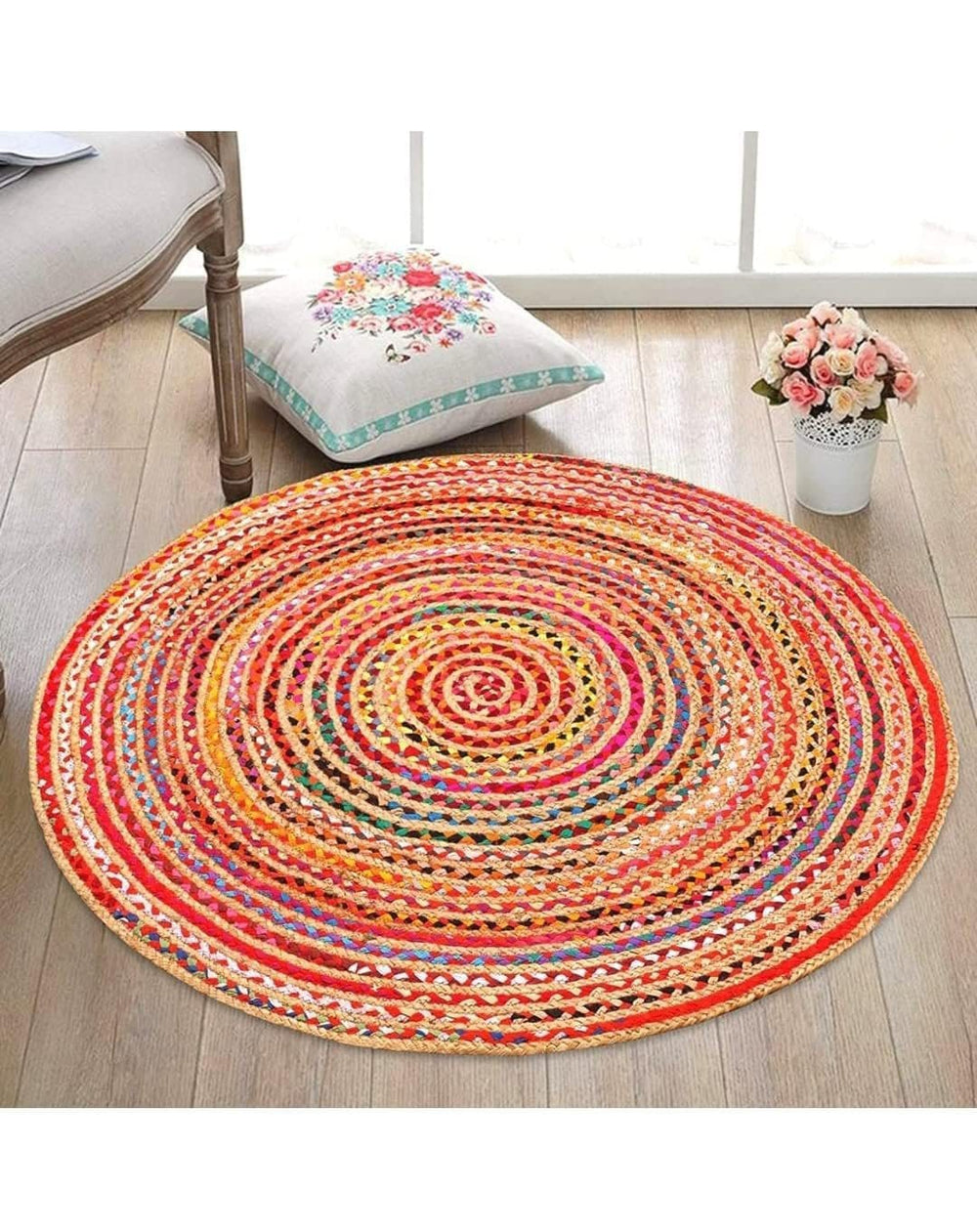 Jute and Cotton Mix Round Carpet
