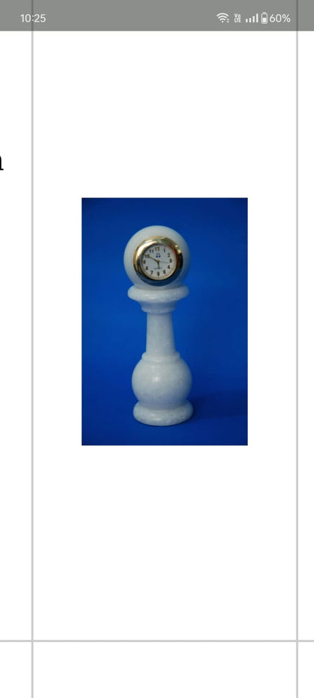 White Marble Pillar Clock - A stunning blend of classic elegance and modern timekeeping, perfect for home decor, workstations, or as a timeless gift for any occasion.