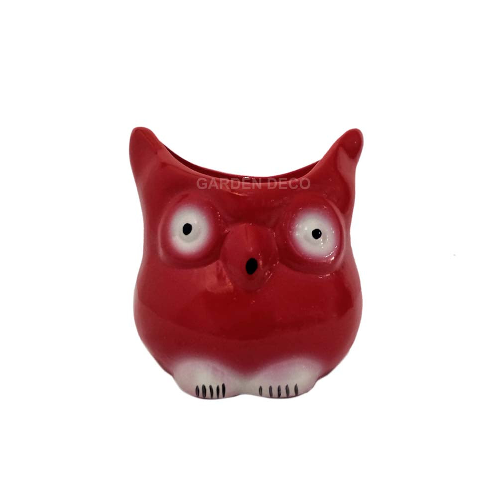 GARDEN DECO Cute Owl Ceramic Pot