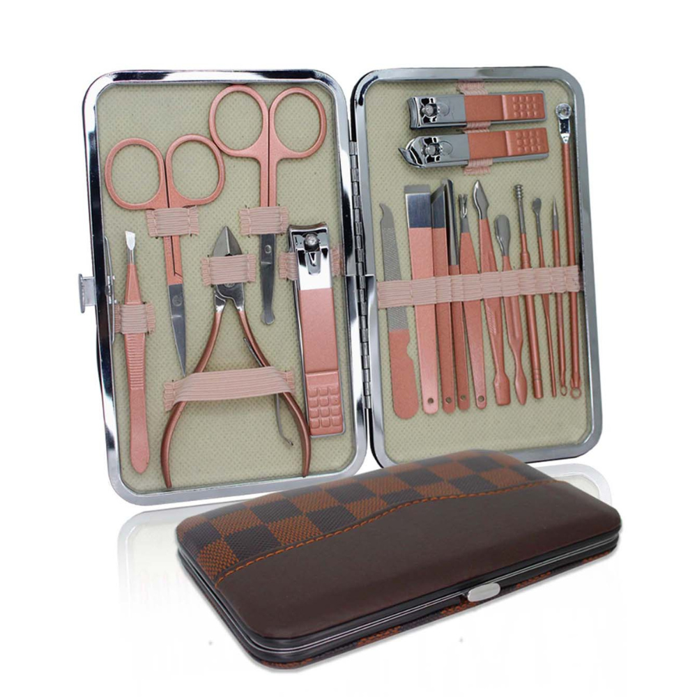 
                  
                    18-in-1 Rose Gold Stainless Steel Manicure Pedicure Grooming Kit With Case
                  
                