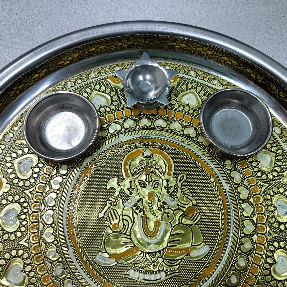 
                  
                    Pooja Thali - Antique Meena work
                  
                