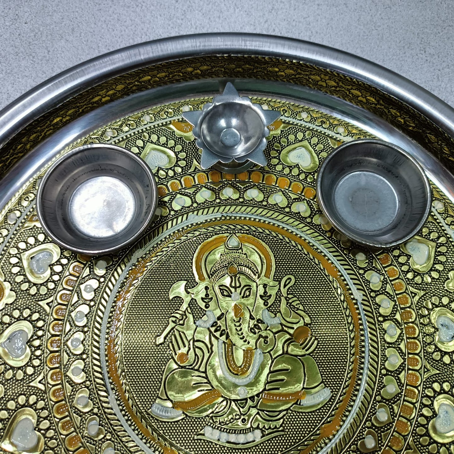 
                  
                    Pooja Thali - Antique Meena work
                  
                