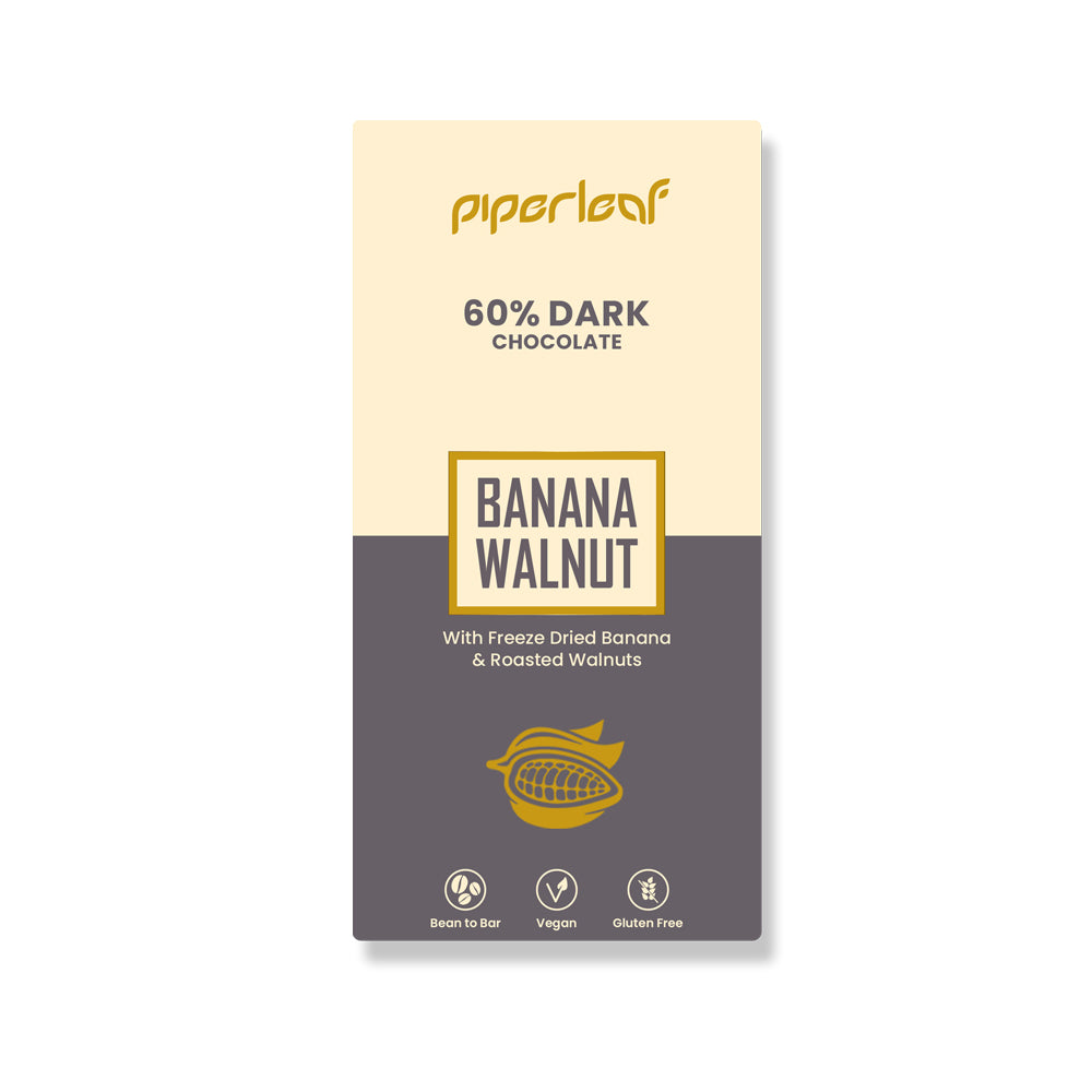 Piperleaf 60% Dark Chocolate - Banana Walnut (50g)