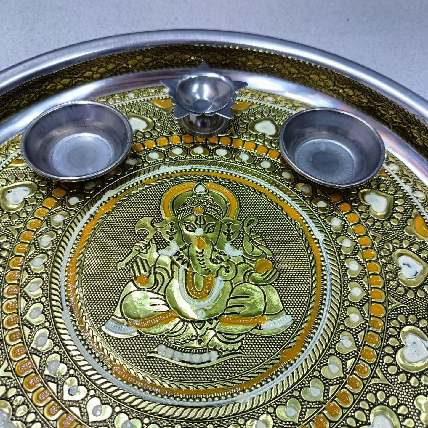 
                  
                    Pooja Thali - Antique Meena work
                  
                