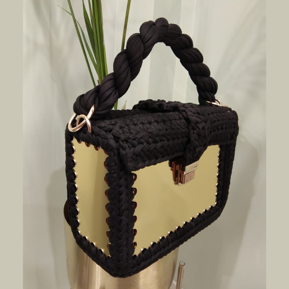 
                  
                    Black Gold Mirror Crochet Bag
                  
                