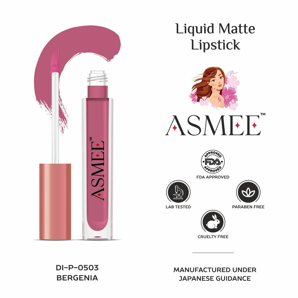 
                  
                    Bergenia - Asmee Liquid Matte Lipstick (4ml)
                  
                