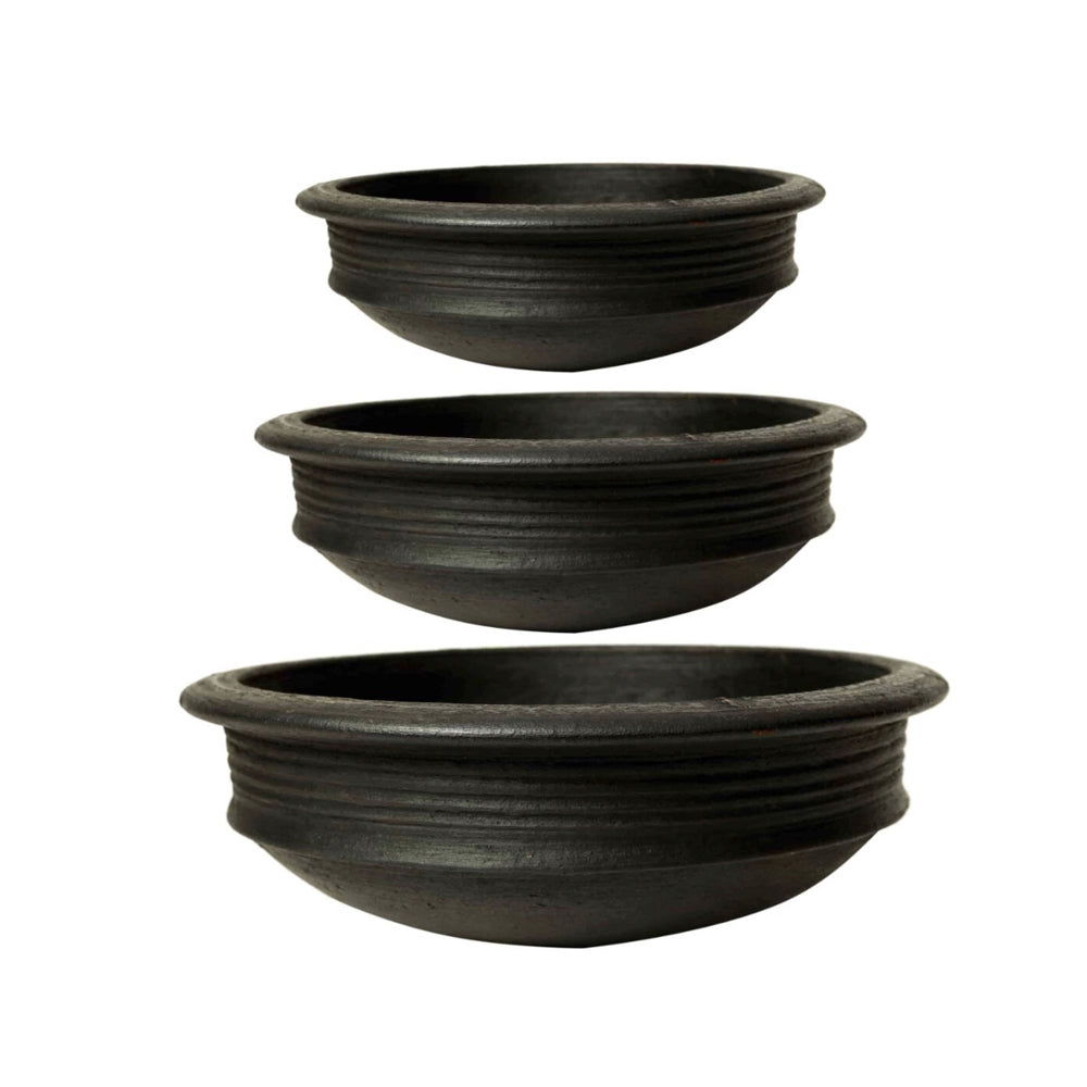 Ecocraft India Black Clay Pot  Set