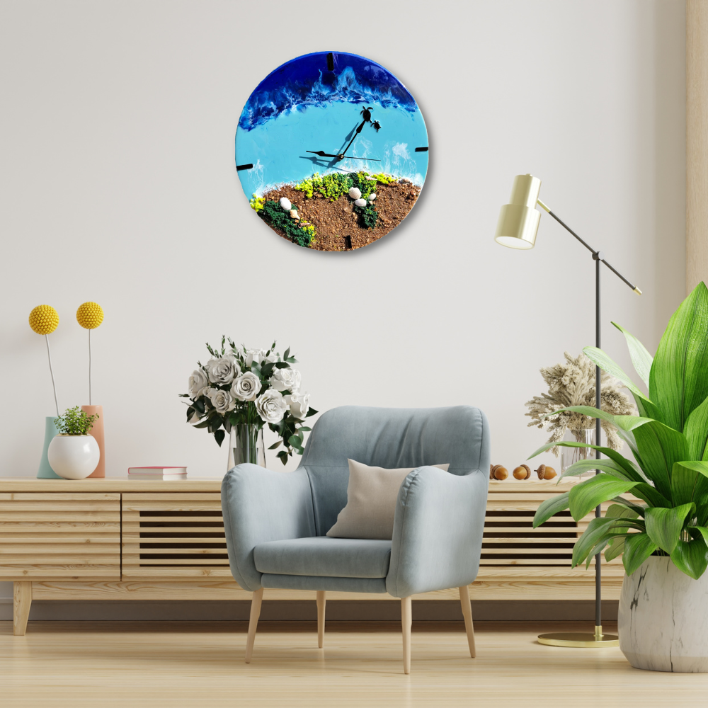 Ocean-themed Resin Wall Clock