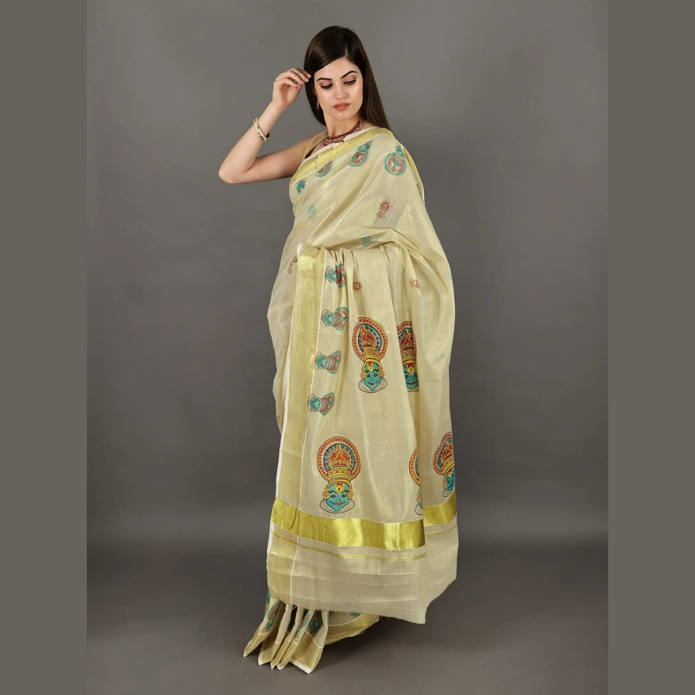 Kathakali Mural Work Saree