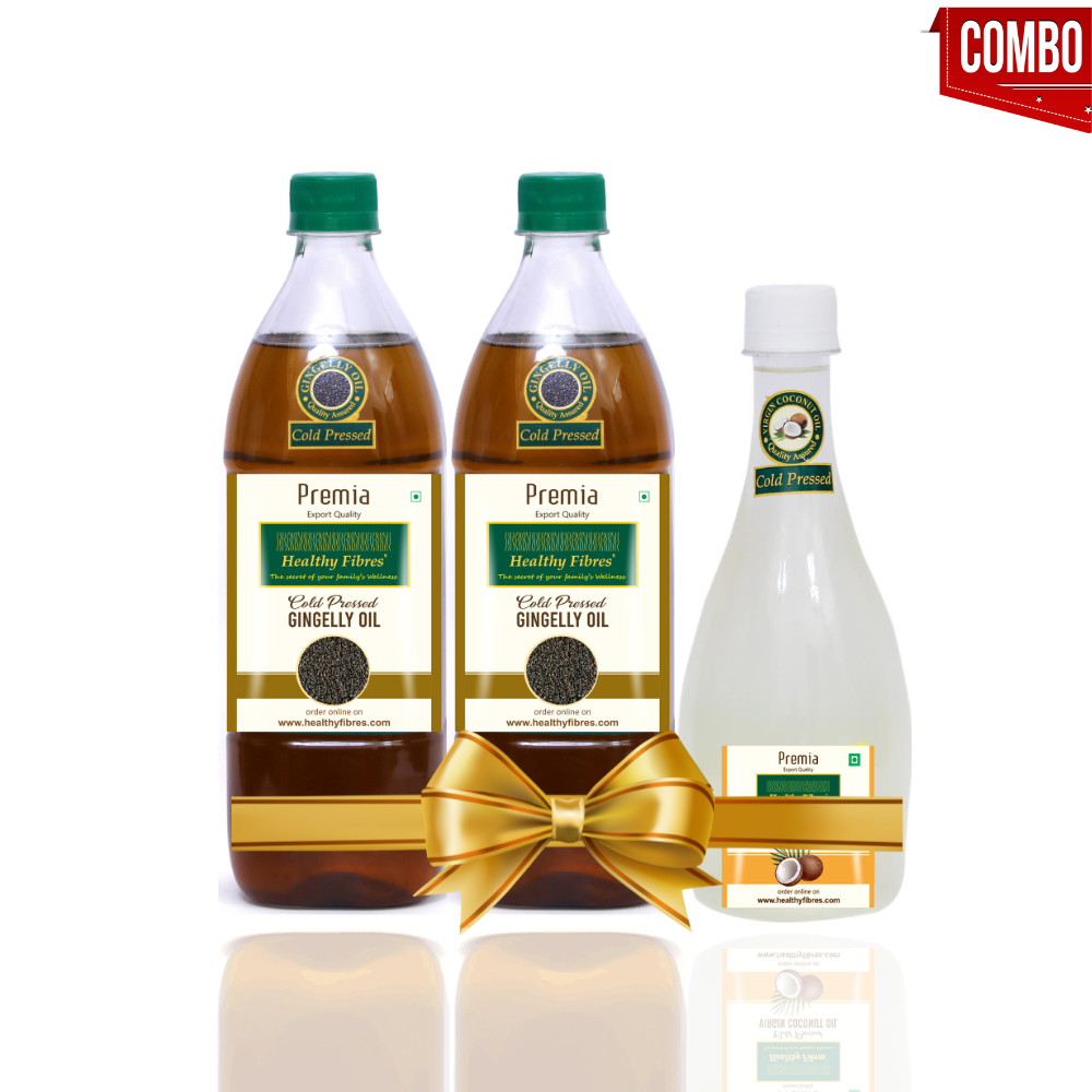 Healthy Fibres Gingelly Oil 1Litre (2) + VCO 500ml Combo pack of 3