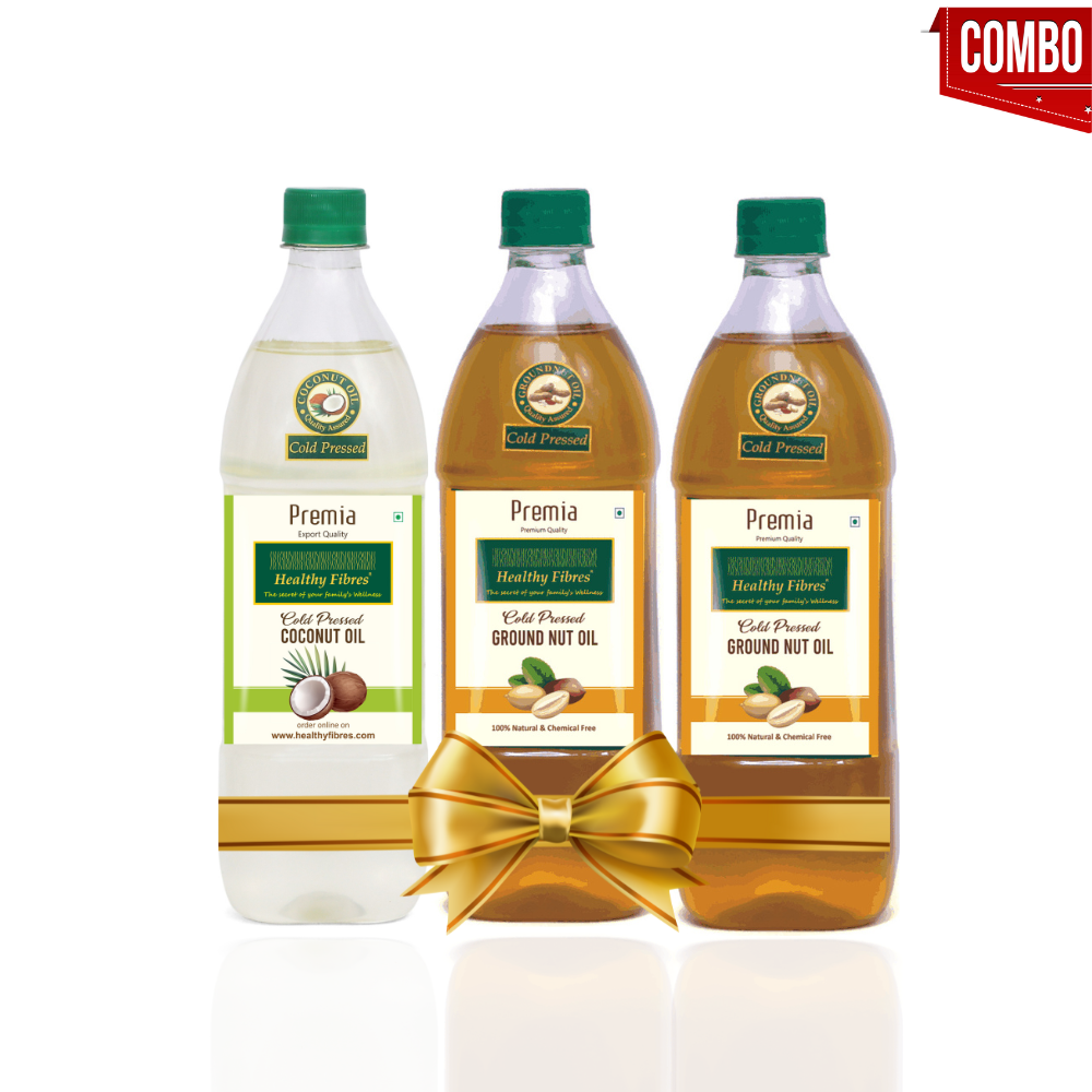 Healthy Fibres Groundnut Oil 1 ltr (2)and Coconut Oil 1 ltr Combo